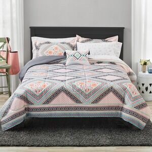 Mainstays Bed in a Bag Comforter Set Full Pink Diamond 8 Piece Sheets Pillow
